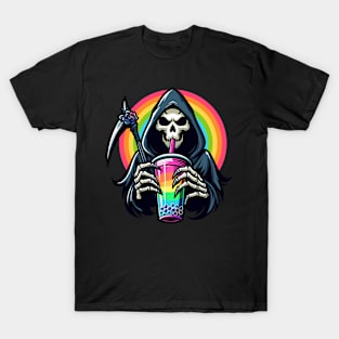 Reaper Drinking Bubble Tea T-Shirt